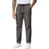 image:imageCOOFANDY Mens Casual Pants Drawstring Elastic Waist Chino Pants Straight Leg Slacks Cotton Twill Trousers with PocketsDark Gray