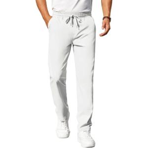 image:imageCOOFANDY Mens Casual Pants Elastic Waist Chino Pants Lightweight Drawstring Pants with PocketsWhite