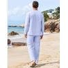 image:imageCOOFANDY Mens 2 Piece Linen Set Long Sleeve Henley Shirts Casual Beach Pants With Pockets Summer Yoga Outfits