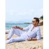 image:imageCOOFANDY Mens 2 Piece Linen Set Long Sleeve Henley Shirts Casual Beach Pants With Pockets Summer Yoga Outfits