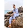 image:imageCOOFANDY Mens 2 Piece Linen Set Long Sleeve Henley Shirts Casual Beach Pants With Pockets Summer Yoga Outfits