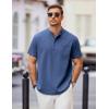 image:imageCOOFANDY Mens Casual Henley Shirts Band Collar Short Sleeve TShirts Summer Stylish Beach Hippie ShirtNavy Blue