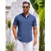 image:imageCOOFANDY Mens Casual Henley Shirts Band Collar Short Sleeve TShirts Summer Stylish Beach Hippie ShirtNavy Blue