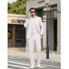 image:imageCOOFANDY Mens Casual Pants Elastic Waist Flat Front Dress Slacks Regular Fit Stretch Golf Pants Work Office TrousersWhite
