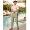 image:imageCOOFANDY Mens Cotton Linen Pants Casual Drawstring Dress Pants Beach Summer Lightweight TrousersArtichoke Green