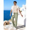 image:imageCOOFANDY Mens Cotton Linen Pants Casual Drawstring Dress Pants Beach Summer Lightweight TrousersArtichoke Green