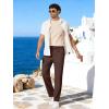 image:imageCOOFANDY Mens Cotton Linen Pants Casual Drawstring Dress Pants Beach Summer Lightweight TrousersCoffee