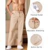 image:imageCOOFANDY Mens Cotton Linen Pants Casual Drawstring Dress Pants Beach Summer Lightweight TrousersKhaki