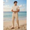 image:imageCOOFANDY Mens Cotton Linen Pants Casual Drawstring Dress Pants Beach Summer Lightweight TrousersKhaki