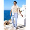 image:imageCOOFANDY Mens Cotton Linen Pants Casual Drawstring Dress Pants Beach Summer Lightweight TrousersLight Blue