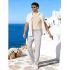 image:imageCOOFANDY Mens Cotton Linen Pants Casual Drawstring Dress Pants Beach Summer Lightweight TrousersLight Grey