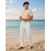 image:imageCOOFANDY Mens Cotton Linen Pants Casual Drawstring Dress Pants Beach Summer Lightweight TrousersWhite