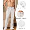 image:imageCOOFANDY Mens Cotton Linen Pants Casual Drawstring Dress Pants Beach Summer Lightweight TrousersWhite
