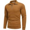 image:imageCOOFANDY Mens Fashion Quarter Zip Pullover Long Sleeve Quilted Sweatshirt Plaid Jacquard Polo Mock Neck Sweaters