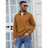 image:imageCOOFANDY Mens Fashion Quarter Zip Pullover Long Sleeve Quilted Sweatshirt Plaid Jacquard Polo Mock Neck Sweaters