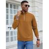image:imageCOOFANDY Mens Fashion Quarter Zip Pullover Long Sleeve Quilted Sweatshirt Plaid Jacquard Polo Mock Neck Sweaters