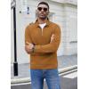 image:imageCOOFANDY Mens Fashion Quarter Zip Pullover Long Sleeve Quilted Sweatshirt Plaid Jacquard Polo Mock Neck Sweaters