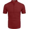image:imageCOOFANDY Mens Henley TShirts Short Sleeve Casual Button Henley Shirts Band Collar Tee Summer Beach Hippie ShirtsWine Red