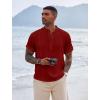 image:imageCOOFANDY Mens Henley TShirts Short Sleeve Casual Button Henley Shirts Band Collar Tee Summer Beach Hippie ShirtsWine Red