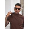 image:imageCOOFANDY Mens Mock Turtleneck Shirts Casual Premium Cotton Short Sleeve Shirt Basic Half Neck TShirtsBrown