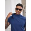 image:imageCOOFANDY Mens Mock Turtleneck Shirts Casual Premium Cotton Short Sleeve Shirt Basic Half Neck TShirtsDark Blue