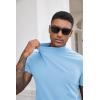 image:imageCOOFANDY Mens Mock Turtleneck Shirts Casual Premium Cotton Short Sleeve Shirt Basic Half Neck TShirtsLight Blue