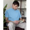 image:imageCOOFANDY Mens Mock Turtleneck Shirts Casual Premium Cotton Short Sleeve Shirt Basic Half Neck TShirtsLight Blue