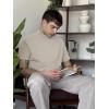 image:imageCOOFANDY Mens Mock Turtleneck Shirts Casual Premium Cotton Short Sleeve Shirt Basic Half Neck TShirtsLight Khaki