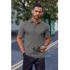 image:imageCOOFANDY Mens Polo TShirts Short Sleeve Casual Button Collared Golf Shirts Lightweight Cotton Pique Pullover Tops Dark Grey XLarge