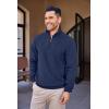 image:imageCOOFANDY Mens Quarter Zip Up Pullover Mock Neck Long Sleeve Sweater Casual Corduroy Polo SweatshirtDeep Blue