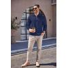 image:imageCOOFANDY Mens Quarter Zip Up Pullover Mock Neck Long Sleeve Sweater Casual Corduroy Polo SweatshirtDeep Blue