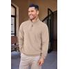 image:imageCOOFANDY Mens Quarter Zip Up Pullover Mock Neck Long Sleeve Sweater Casual Corduroy Polo SweatshirtLight Khaki
