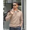 image:imageCOOFANDY Mens Quarter Zip Up Pullover Mock Neck Long Sleeve Sweater Casual Corduroy Polo SweatshirtLight Khaki