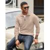 image:imageCOOFANDY Mens Quarter Zip Up Pullover Mock Neck Long Sleeve Sweater Casual Corduroy Polo SweatshirtLight Khaki