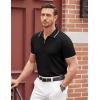 image:imageCOOFANDY Mens Zipper Polo Shirt Casual Knit Short Sleeve Polo T Shirt Classic Fit Shirts1black