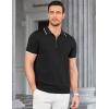 image:imageCOOFANDY Mens Zipper Polo Shirt Casual Knit Short Sleeve Polo T Shirt Classic Fit Shirts1black