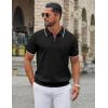 image:imageCOOFANDY Mens Zipper Polo Shirt Casual Knit Short Sleeve Polo T Shirt Classic Fit Shirts1black