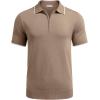 image:imageCOOFANDY Mens Zipper Polo Shirt Casual Knit Short Sleeve Polo T Shirt Classic Fit Shirts1khaki