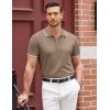 image:imageCOOFANDY Mens Zipper Polo Shirt Casual Knit Short Sleeve Polo T Shirt Classic Fit Shirts1khaki