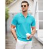 image:imageCOOFANDY Mens Zipper Polo Shirt Casual Knit Short Sleeve Polo T Shirt Classic Fit ShirtsBlue3