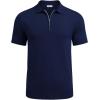 image:imageCOOFANDY Mens Zipper Polo Shirt Casual Knit Short Sleeve Polo T Shirt Classic Fit ShirtsNavy Bluesolidnew