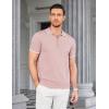 image:imageCOOFANDY Mens Zipper Polo Shirt Casual Knit Short Sleeve Polo T Shirt Classic Fit ShirtsPinknew