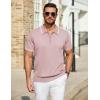 image:imageCOOFANDY Mens Zipper Polo Shirt Casual Knit Short Sleeve Polo T Shirt Classic Fit ShirtsPinknew