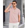 image:imageCOOFANDY Mens Zipper Polo Shirt Casual Knit Short Sleeve Polo T Shirt Classic Fit ShirtsPinknew