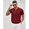 image:imageCOOFANDY Mens Zipper Polo Shirt Casual Knit Short Sleeve Polo T Shirt Classic Fit ShirtsSolid Wine Red