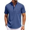 image:imageCOOFANDY Mens Casual Henley Shirts Band Collar Short Sleeve TShirts Summer Stylish Beach Hippie ShirtNavy Blue