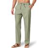 image:imageCOOFANDY Mens Cotton Linen Pants Casual Drawstring Dress Pants Beach Summer Lightweight TrousersArtichoke Green