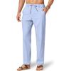 image:imageCOOFANDY Mens Cotton Linen Pants Casual Drawstring Dress Pants Beach Summer Lightweight TrousersLight Blue