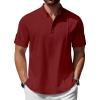 image:imageCOOFANDY Mens Henley TShirts Short Sleeve Casual Button Henley Shirts Band Collar Tee Summer Beach Hippie ShirtsWine Red