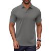 image:imageCOOFANDY Mens Polo TShirts Short Sleeve Casual Button Collared Golf Shirts Lightweight Cotton Pique Pullover Tops Dark Grey XLarge